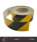 Reflecterende tape Zwart-Geel Rechts 50 mm breed