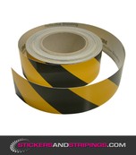 Reflecterende Tape Zwart-Geel Links 50 mm breed