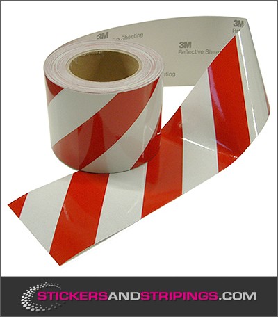 (V) Reflecterende 100 mm tape Rood / Wit (Rechts)