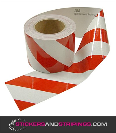 (V) Reflecterende 100 mm tape Rood / Wit (Links)