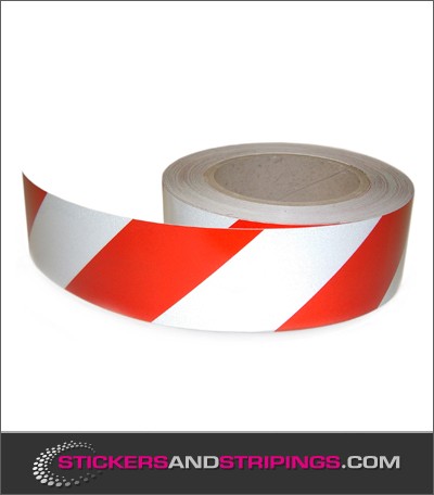 (V) Reflecterende tape 50 mm Rood / Wit (Rechts)