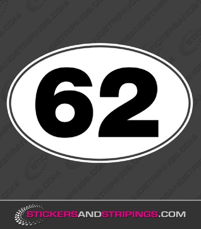 Racing numbers set 2 colour oval (F)