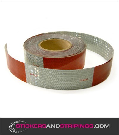 (T) Retro-reflecterende bloktape Rood / Wit